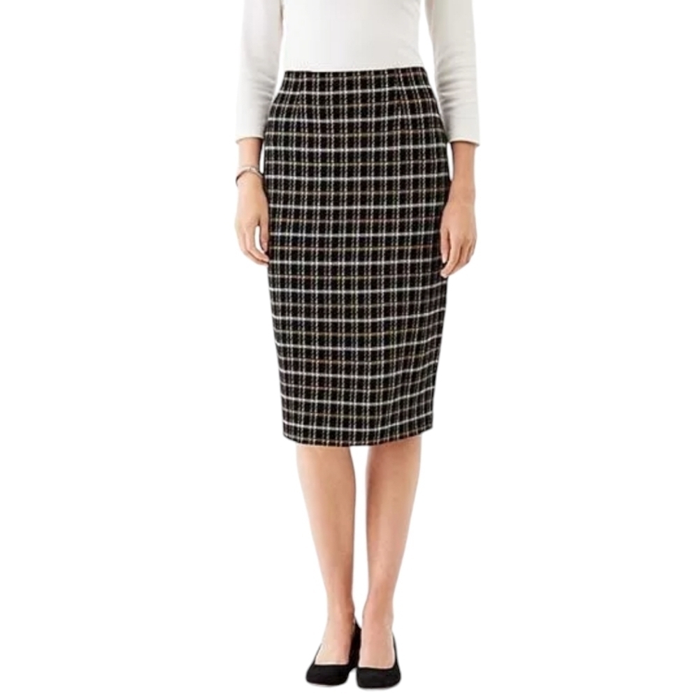 J. Jill Ponte Plaid Pencil Skirt Size Medium Petite